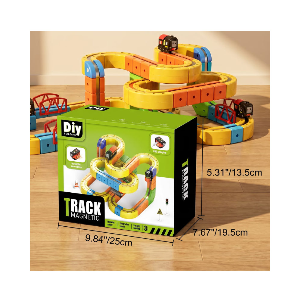 Magnetic Rail Car Set - 167-Piece Magnetic Building Track & Vehicle Toy