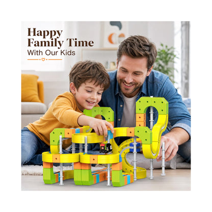 Magnetic Rail Car Set - 167-Piece Magnetic Building Track & Vehicle Toy