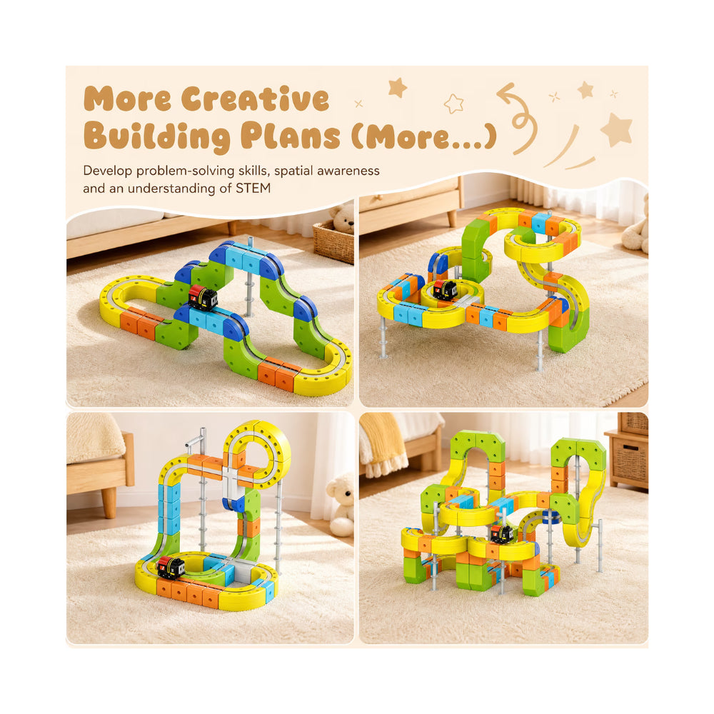 Magnetic Rail Car Set - 167-Piece Magnetic Building Track & Vehicle Toy
