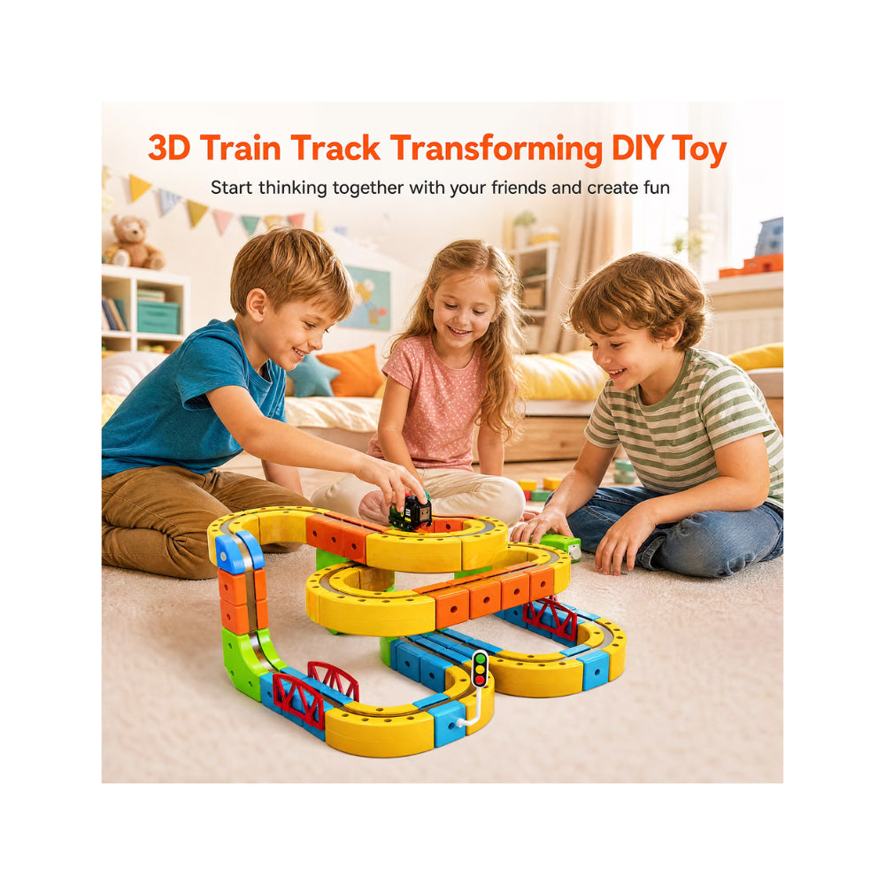 Magnetic Rail Car Set - 167-Piece Magnetic Building Track & Vehicle Toy