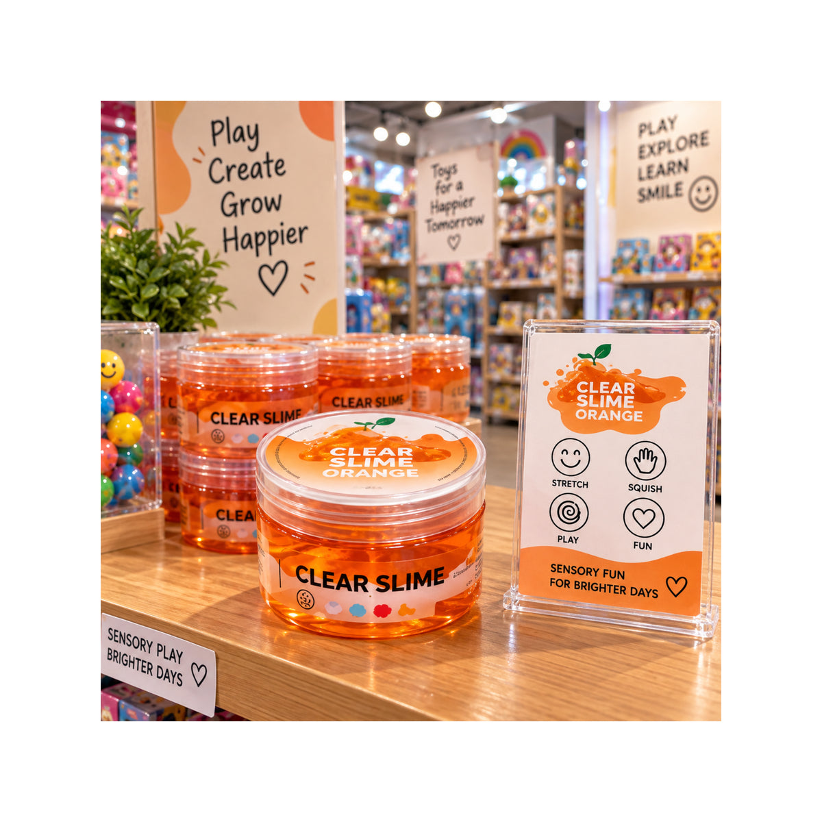 Transparent Orange Slime - Stretchy Sensory