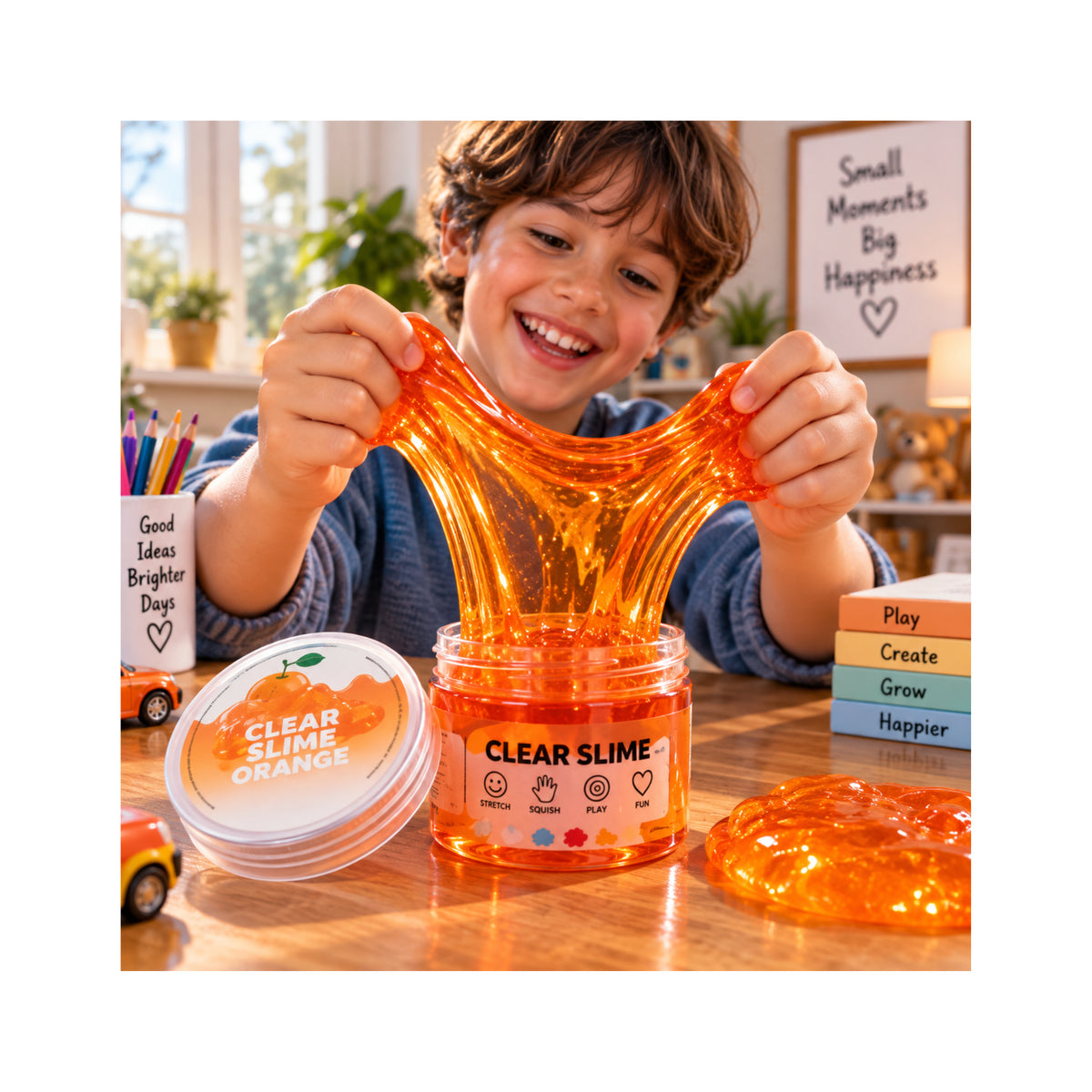 Transparent Orange Slime - Stretchy Sensory