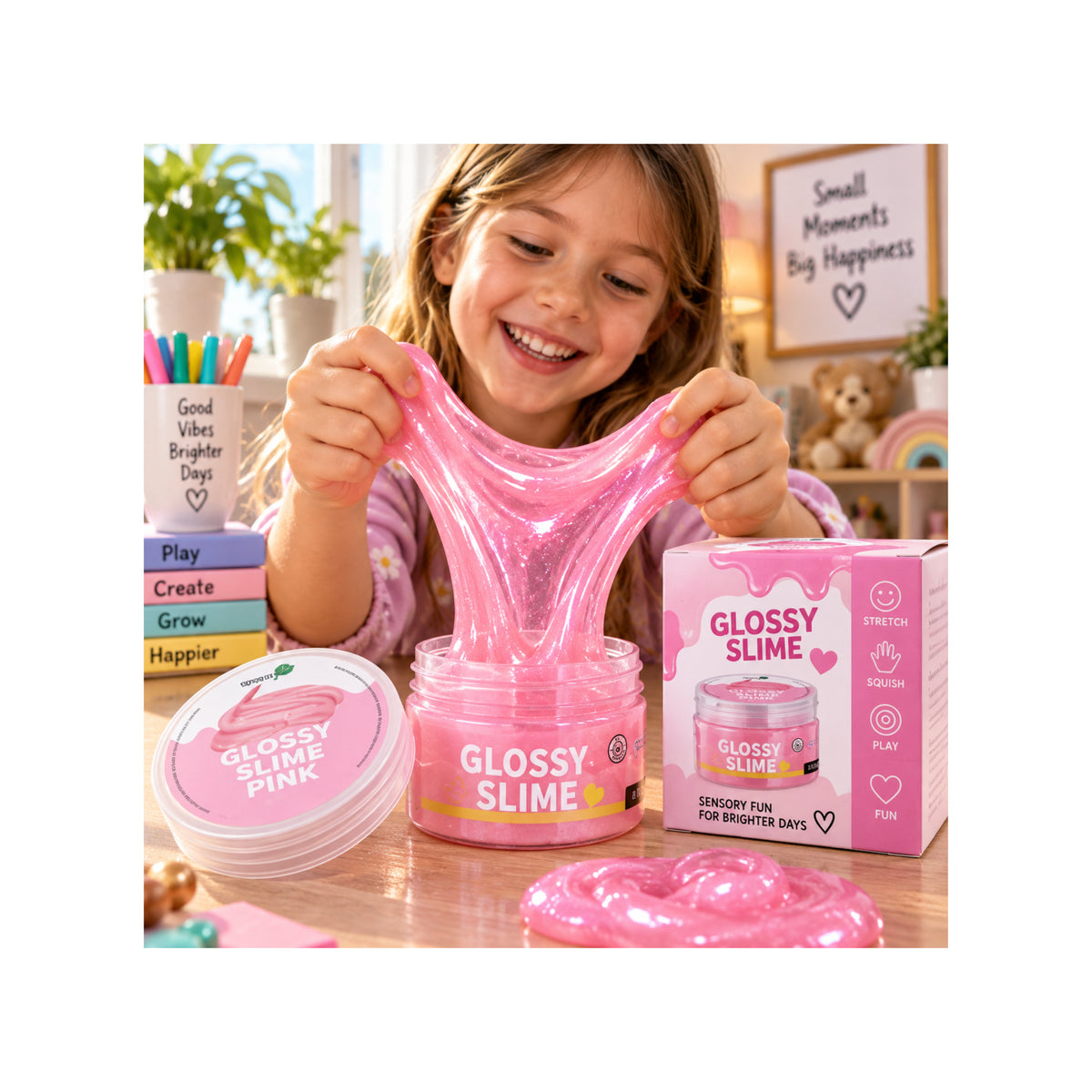 Glossy Pink Slime - Stretchy Sensory