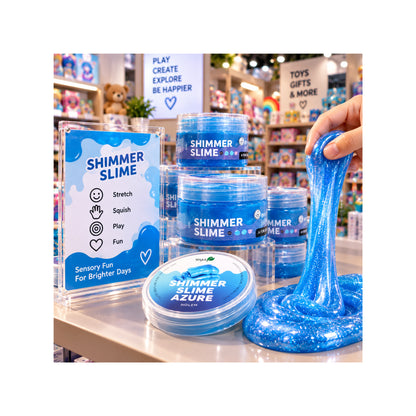 Shimmer Azure Blue Slime - Stretchy Sensory
