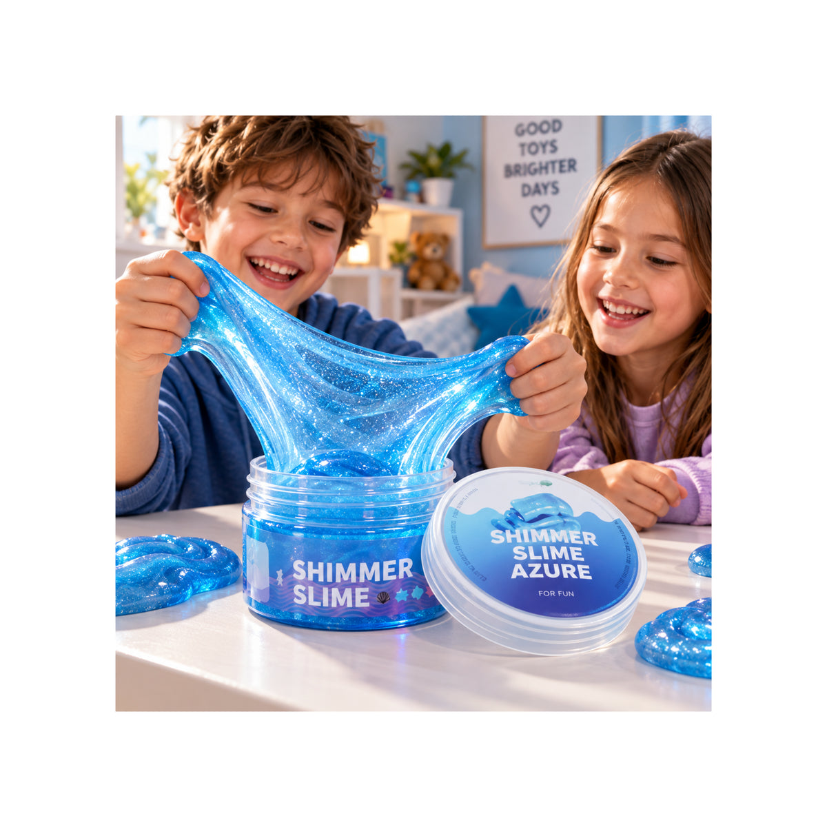 Shimmer Azure Blue Slime - Stretchy Sensory