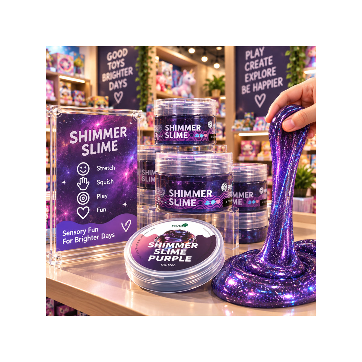 Shimmer Cosmic Purple Slime - Stretchy Sensory
