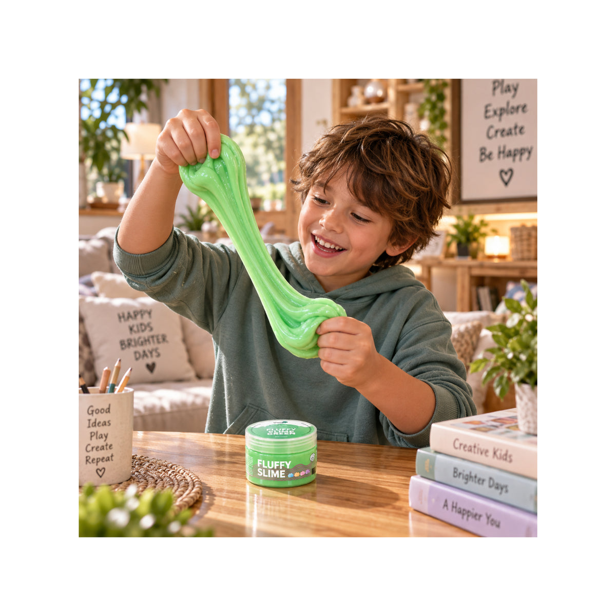 Fluffy Pastel Green Slime - Soft Sensory