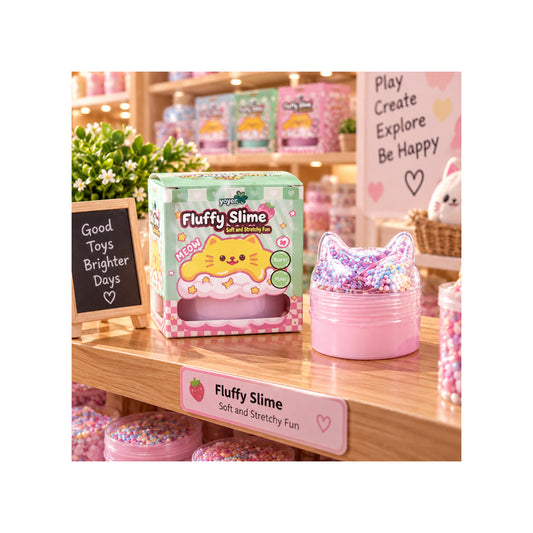 Fluffy Peach Pink Slime - Soft Sensory Stretchy