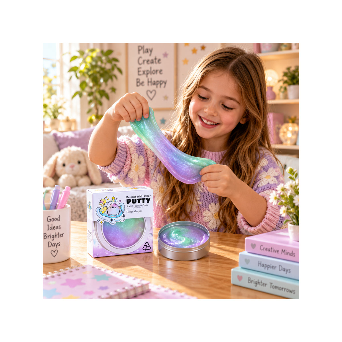 Dazzling Green Purple Putty slime - Sensory