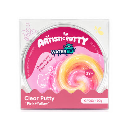 Clear Pink & Yellow Putty Slime - Stretchy Slime