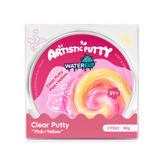 Clear Pink & Yellow Putty Slime - Stretchy Slime