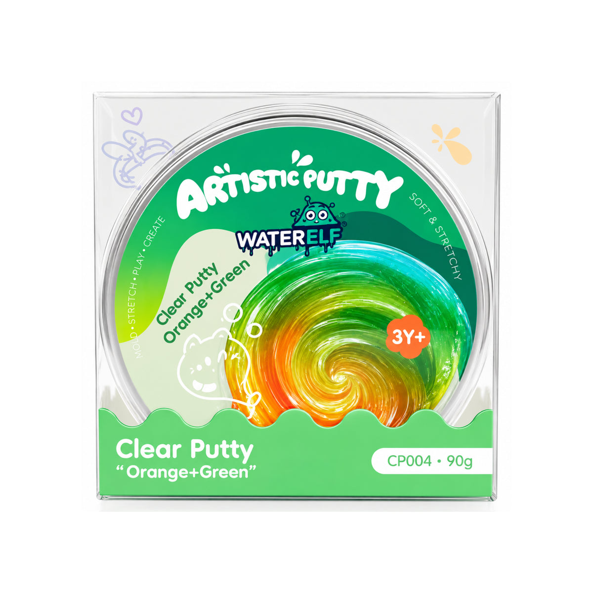 Clear Orange & Green putty Slime - Stretchy Slime