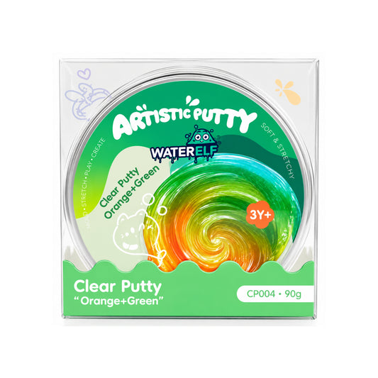 Clear Orange & Green putty Slime - Stretchy Slime