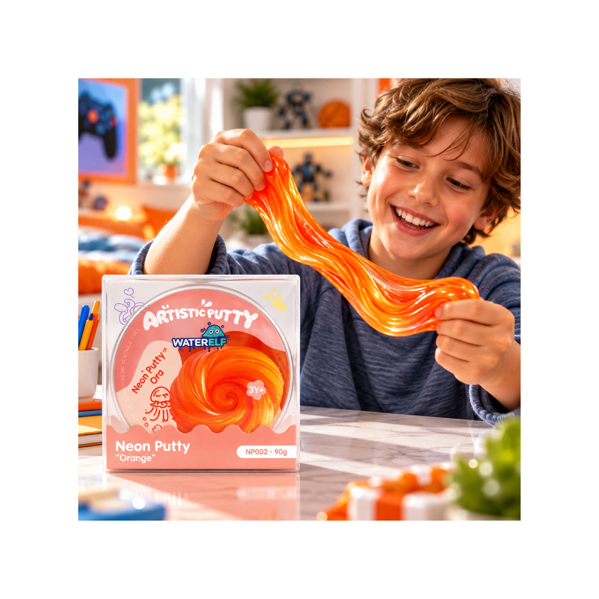 Neon Orange putty Slime - Stretchy Slime