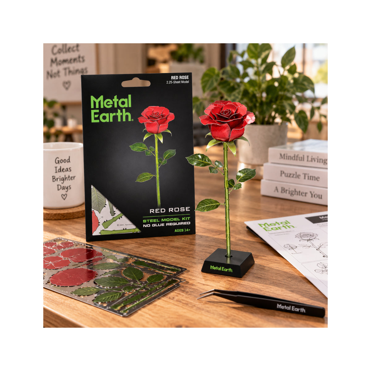 Red Rose Metal Model - Decorative Flower Building Kit