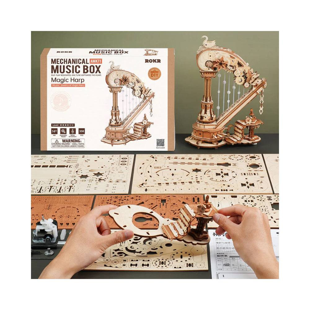 Robotime Magic Harp Music Box Wooden 3D Puzzle