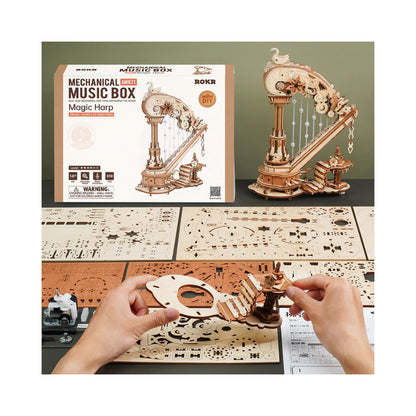 Robotime Magic Harp Music Box Wooden 3D Puzzle