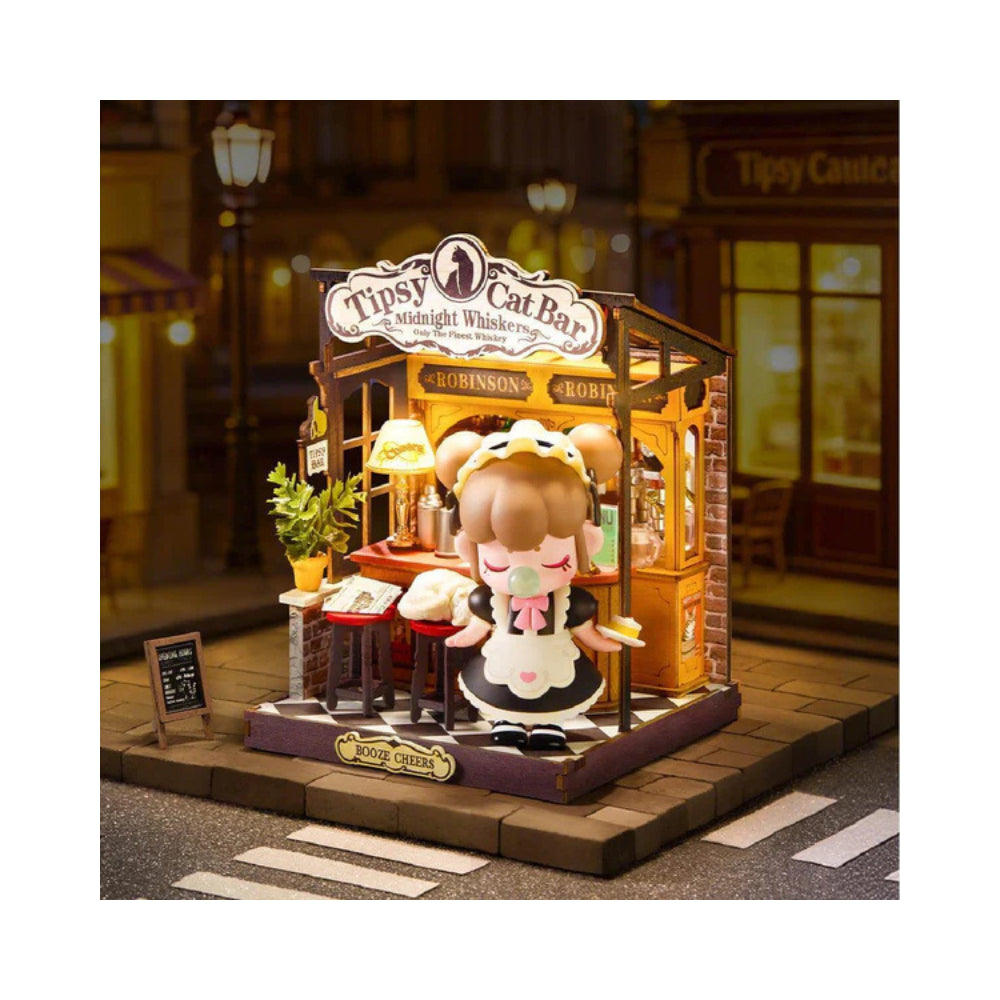 Robotime Rolife Tipsy Cat Bar DIY Miniature House