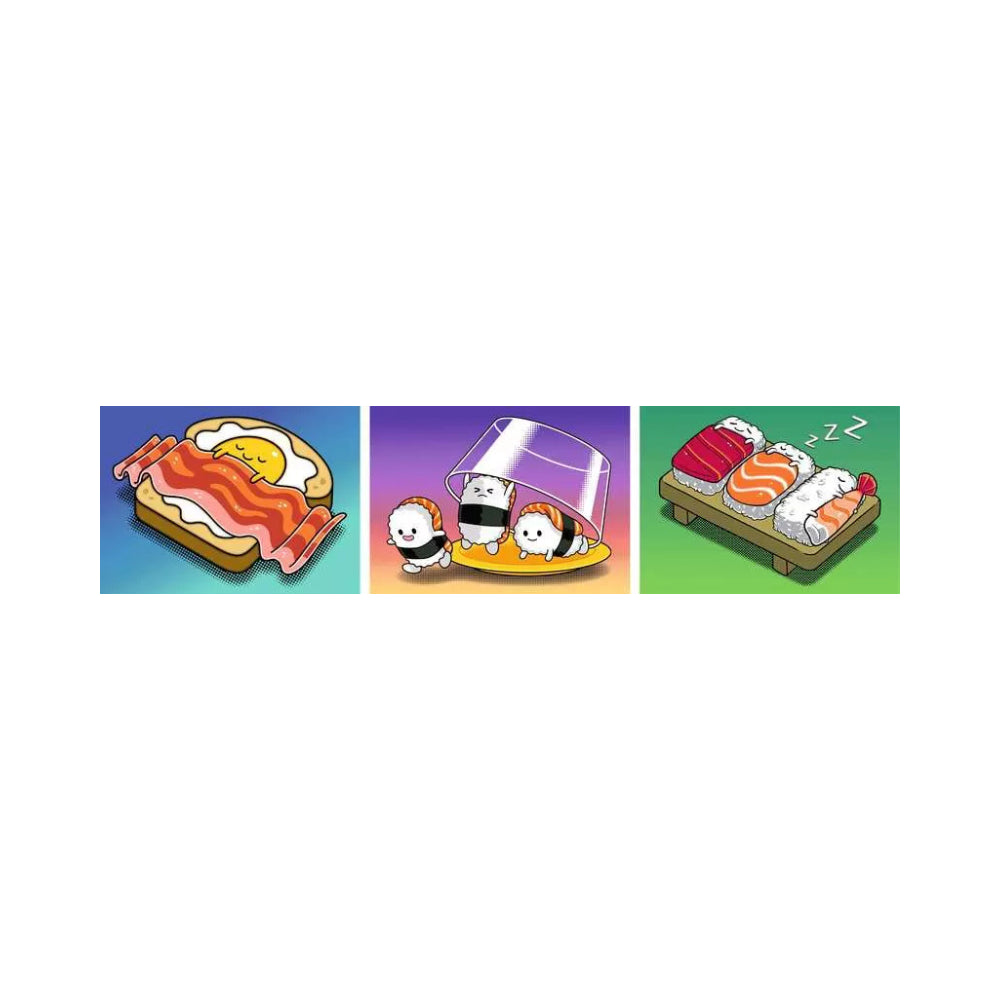 Ravensburger Kawaii Breakfast, Lunch &amp; Dinner Puzzle &amp; Easel Set 3x 100 Piece Mini Jigsaw Puzzles