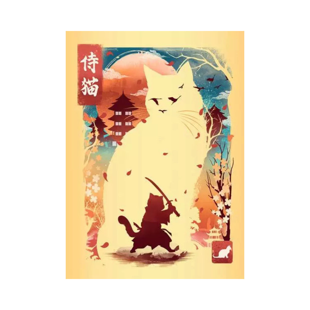 Ravensburger Ukiyo-E Cat Warrior, Red Panda &amp; Dragon Puzzle &amp; Easel Set 3x 100 piece Mini Jigsaw Puzzles