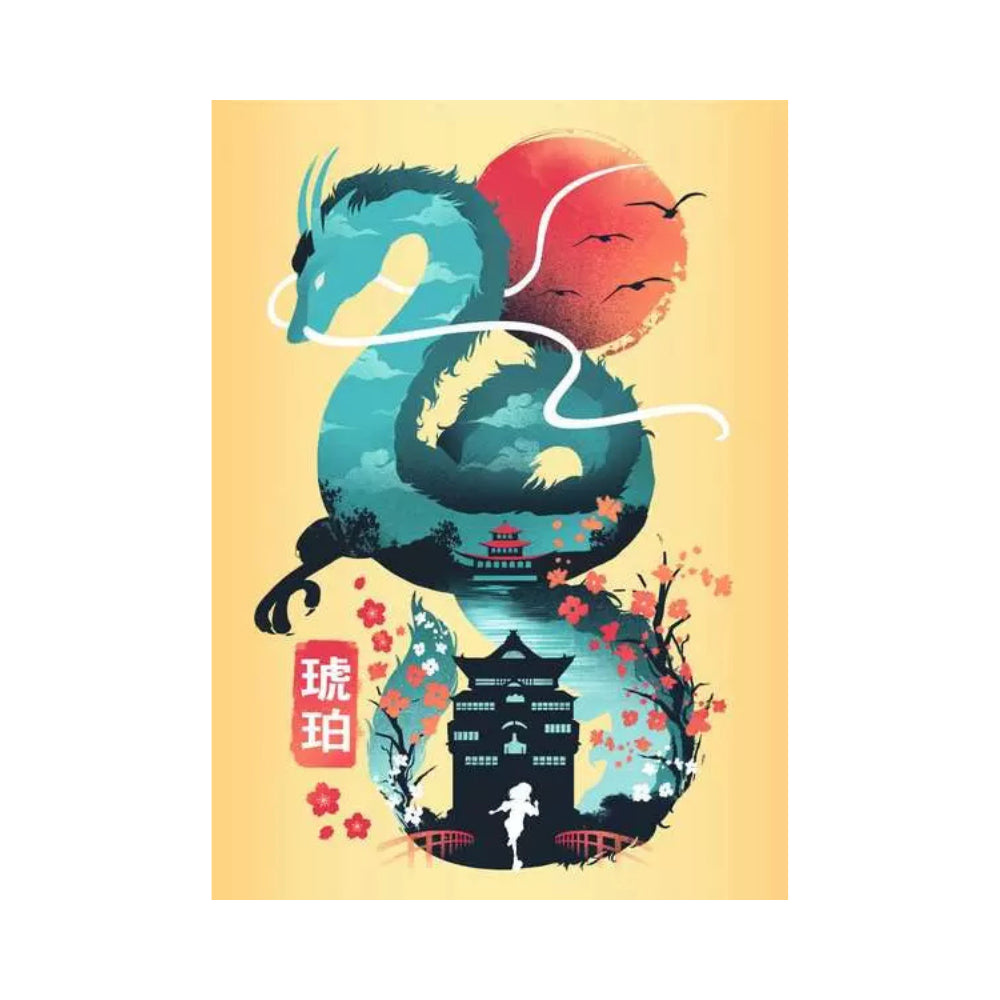 Ravensburger Ukiyo-E Cat Warrior, Red Panda &amp; Dragon Puzzle &amp; Easel Set 3x 100 piece Mini Jigsaw Puzzles