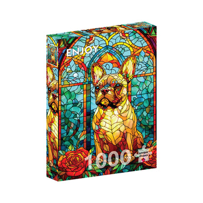 French Bulldog Stained Glass 1000 Piece - Jigsaw Puzzle