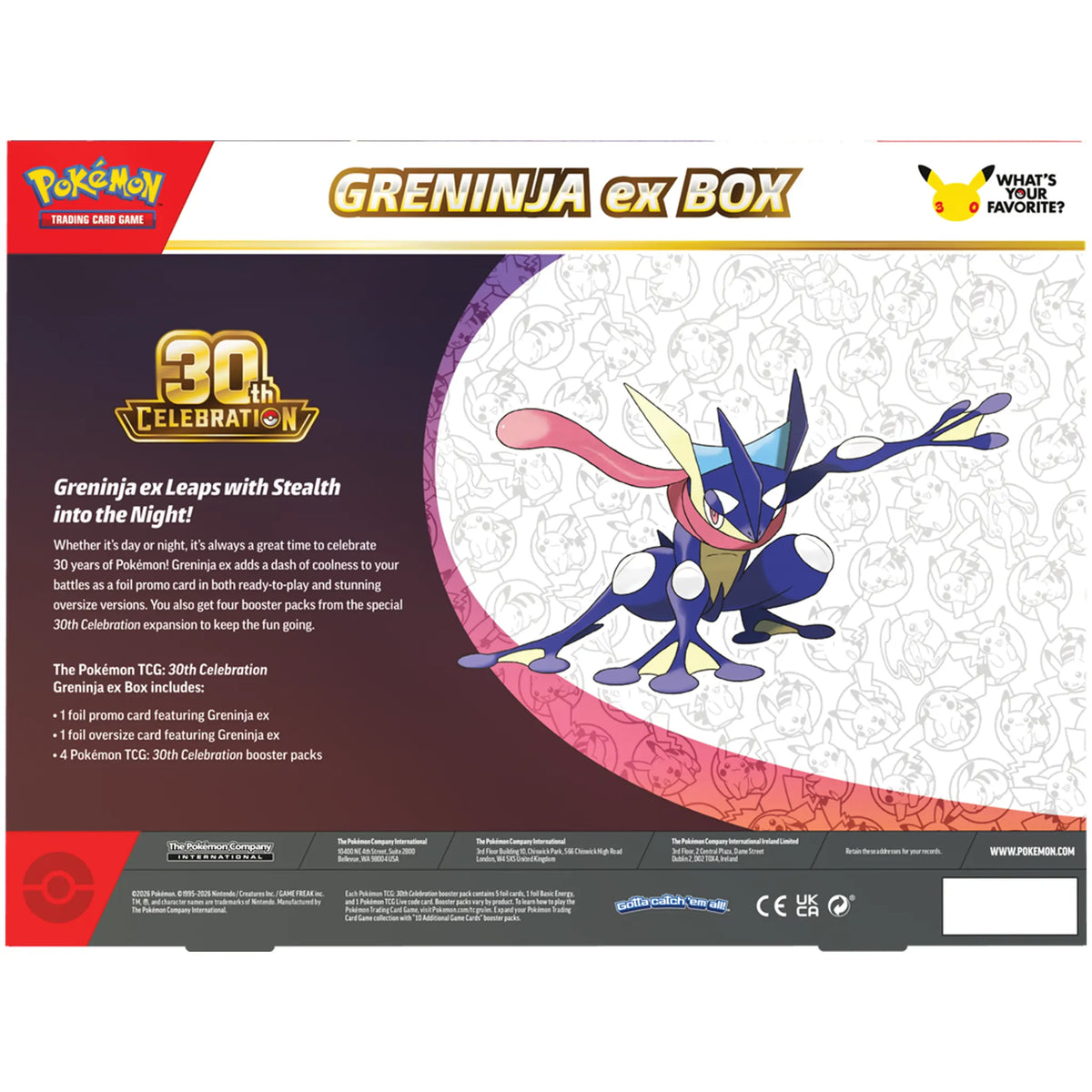 POKEMON TCG: 30th Celebration Sylveon EX/ Greninja EX Box (Random Box)